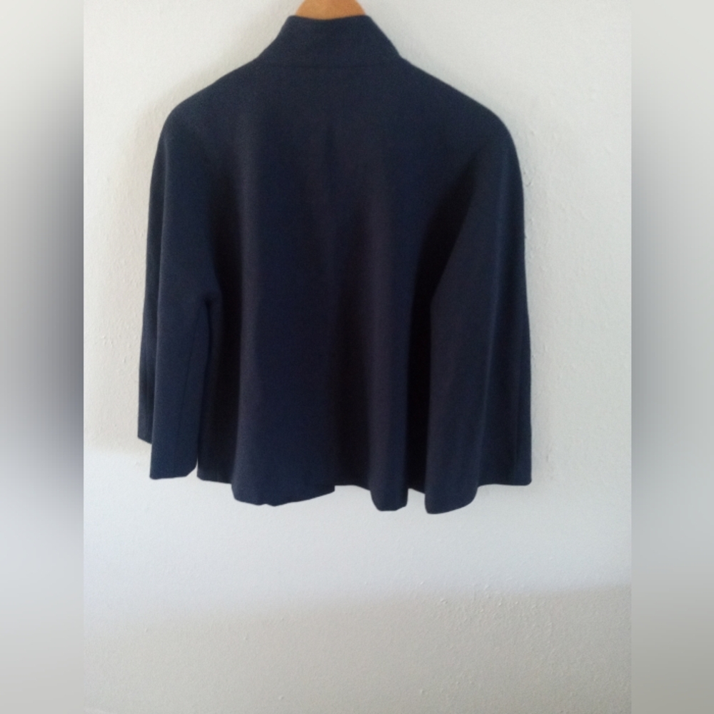 NEIMAN MARCUS Wool High Collar Blazer Jacket In Navy Blue | 6 - Picture 7 of 8